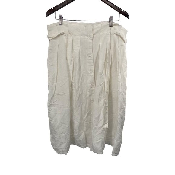 NWT VOLCOM PAPERWAIST SKIRT LINEN BLEND MIDI SIZE XL WHITE SKIRT BUTTON FRONT - Picture 1 of 6
